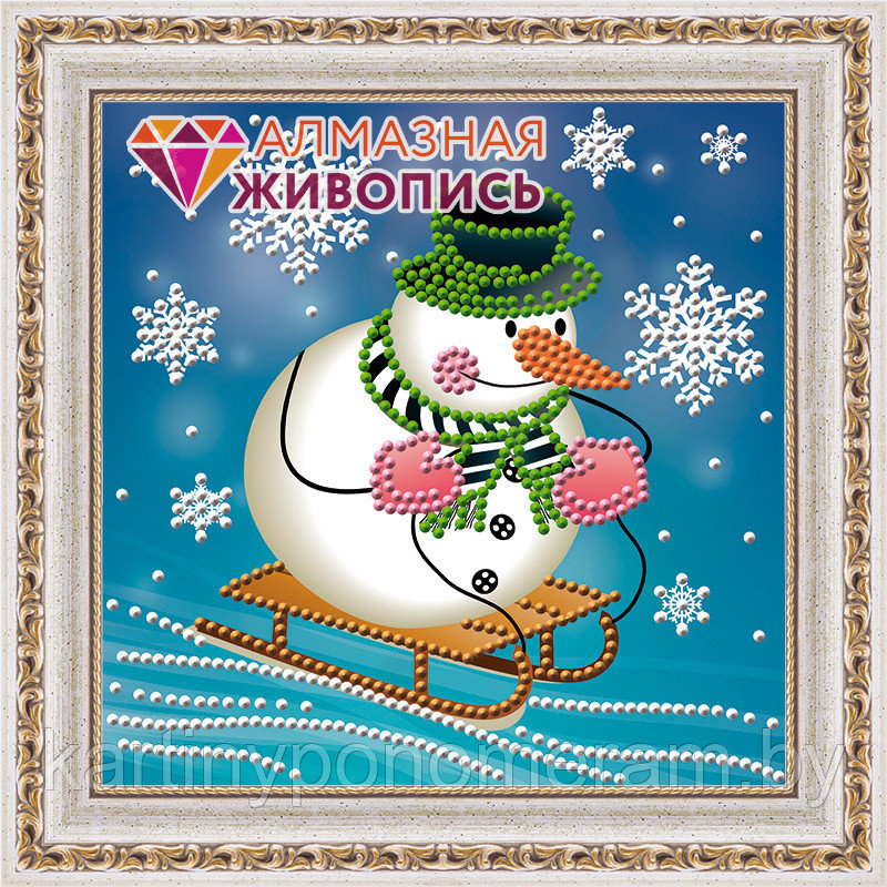 Алмазная живопись "Снеговик на санках" - фото 1 - id-p112552847