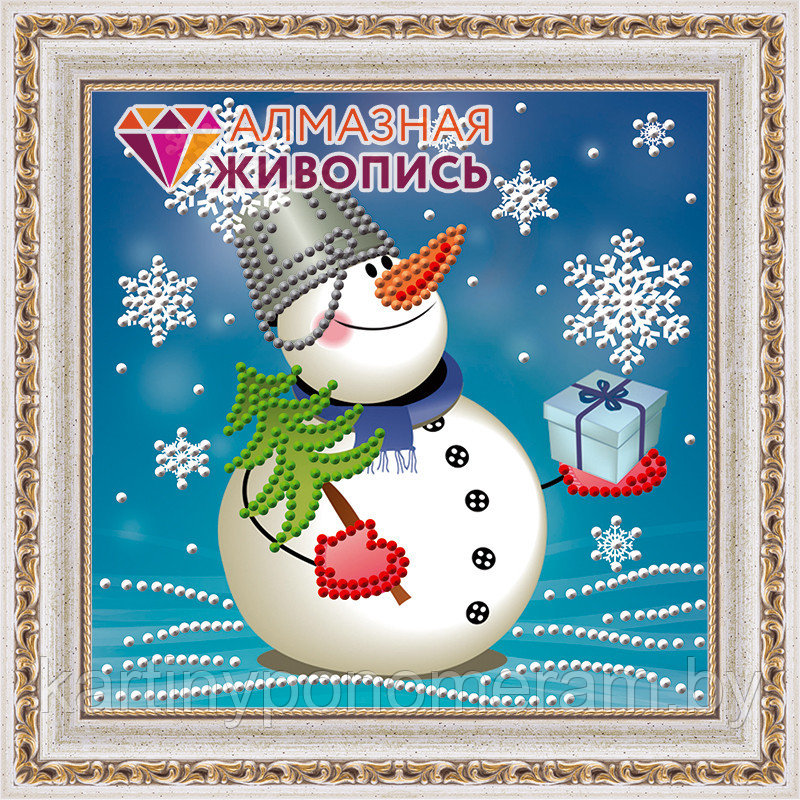 Алмазная живопись "Снеговик с подарком" - фото 1 - id-p112552848