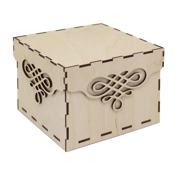 L-678 Деревянная заготовка коробочка квадратная с крышкой "Вензель"*