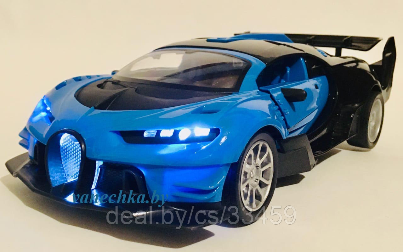 Радиоуправляемая Bugatti двери и крыша открываются  с пульта 1:14 работает от АКБ + свет фар, фото 1