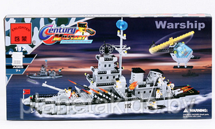 Конструктор Enlighten Brick (Брик) 112 Военный корабль и вертолет Warship 970 деталей аналог LEGO (Лего)
