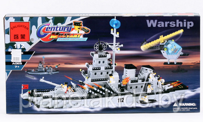 Конструктор Enlighten Brick (Брик) 112 Военный корабль и вертолет Warship 970 деталей аналог LEGO (Лего) - фото 1 - id-p112574212