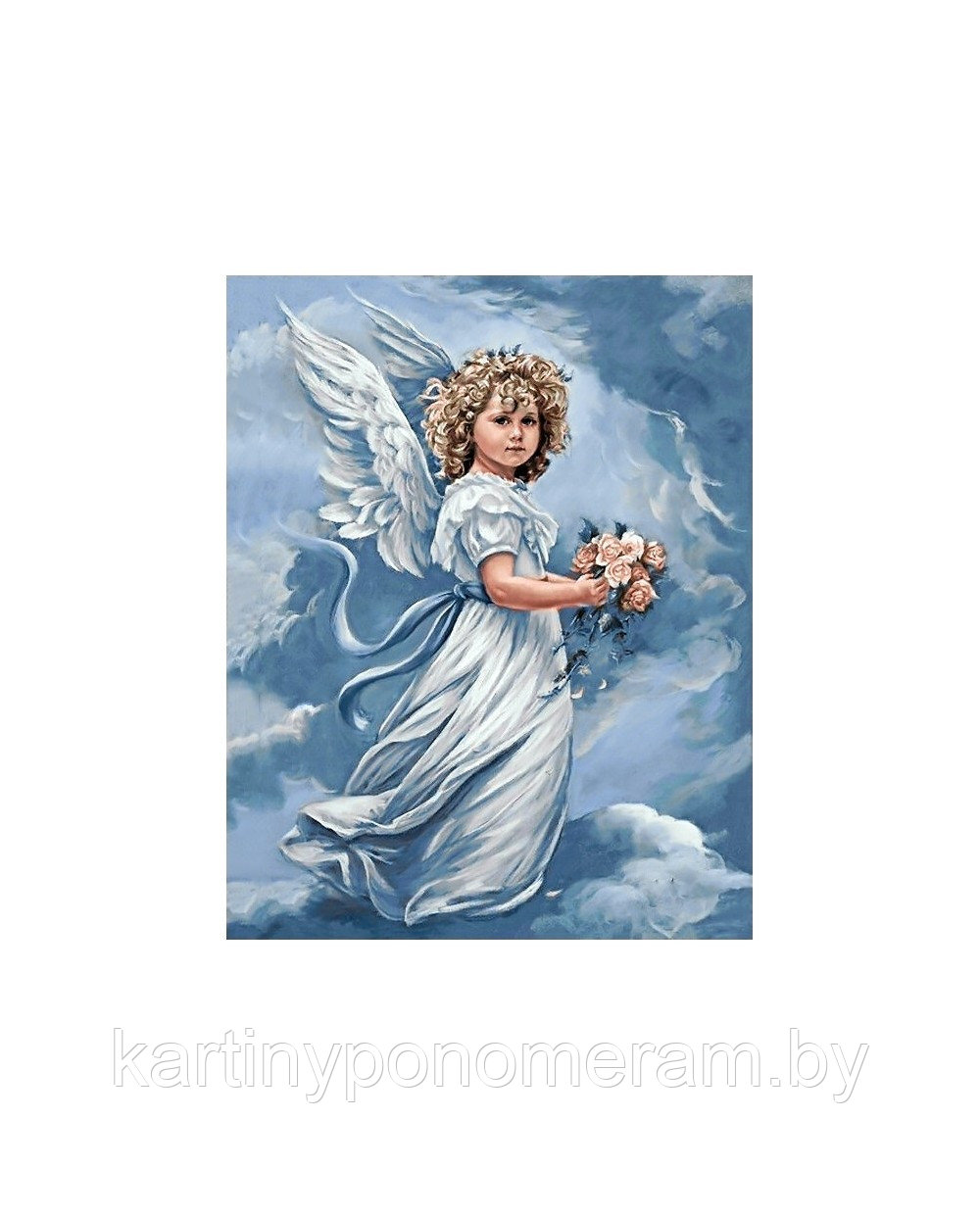 Алмазная вышивка Ангел с цветами - фото 1 - id-p112592202