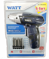 Отвертка аккумуляторная WATT WAS-3.6 Li-2