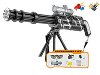 Пулемет Гатлинга F7A с прицелом, на подставке, свет, звук, дым, стреляет гелиевыми шариками