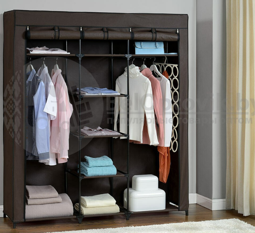 Шкаф складной каркасный тканевый STORAGE WARDROBE цвет синий.Лучшая цена! - фото 6 - id-p112744505