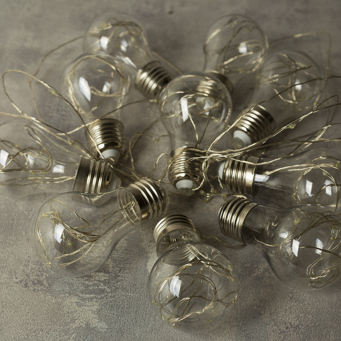 Нить "Лампочки" 3м, 10 пластиковых лампочек, LED-100-12V, БЕЛЫЙ 2291981 - фото 2 - id-p112745346