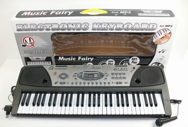 Синтезатор электронный, пианино с микрофоном, USB ? 61 клавиша, арт. MQ810USB, от сети - фото 1 - id-p112745362