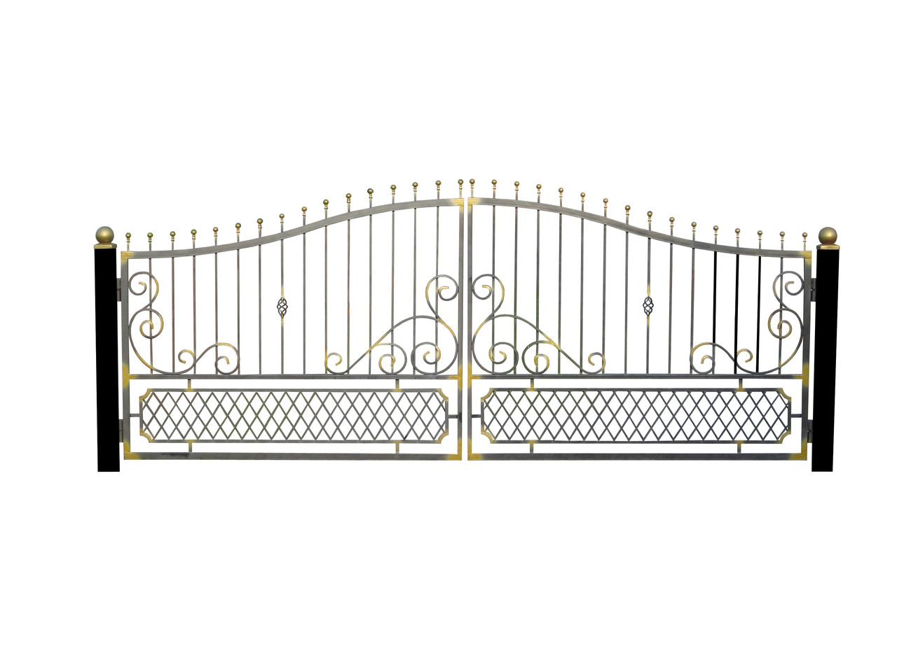 Ворота с металлической ковкой №18