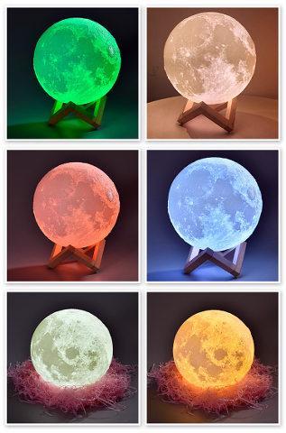 Лампа ночник Луна объемная 3 D Moon Lamp 15см, 7 режимов подсветки, пульт - фото 2 - id-p112745924