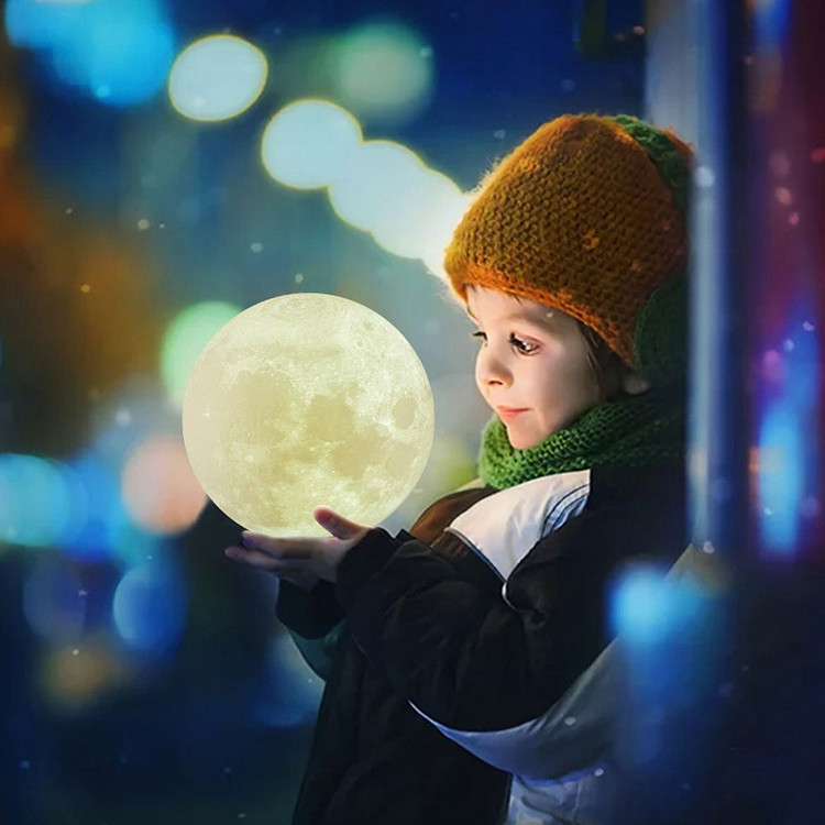 Лампа ночник Луна объемная 3 D Moon Lamp 15см, 7 режимов подсветки, пульт - фото 3 - id-p112745924