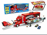 Фура, автовоз HOT WHEELS, грузовик с машинками 3 шт., игровой набор, игровой гараж HW-101(аналог)