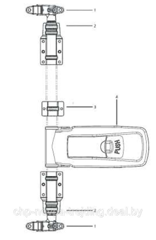 Запорное устройство с рукояткой PUSH Ø22 и кулачками нержавейка - фото 2 - id-p112813262