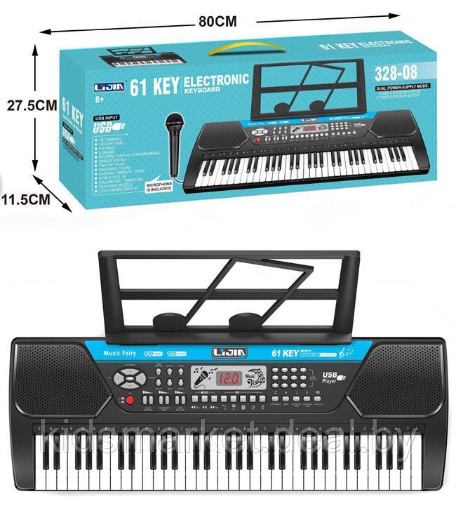 Детский синтезатор пианино LIJIN 328-08 с USB-портом и микрофоном от сети и на батарейках - фото 1 - id-p112833972