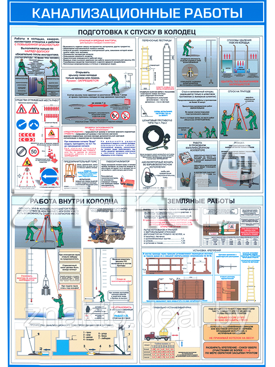 Плакат по охране труда Канализационные работы - фото 1 - id-p112845237