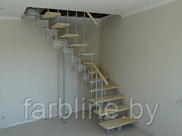 Модульная лестница, лестница в дом на 14 ступеней поворот 90 град