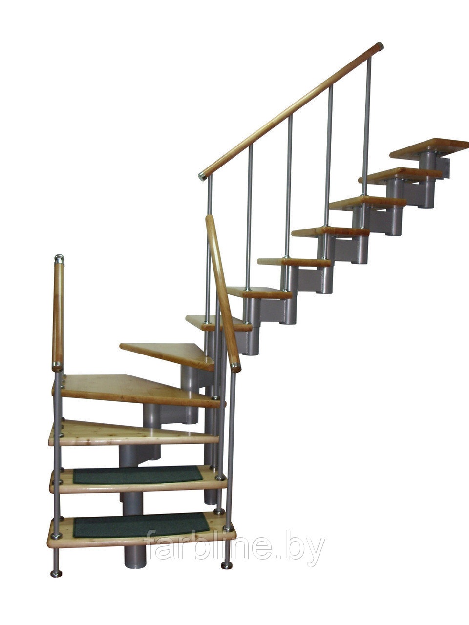 Модульная лестница, лестница в дом на 16 ступеней поворот 90 град