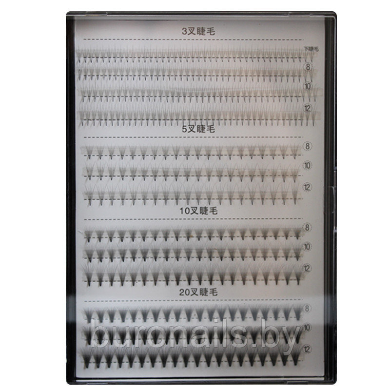 Пучки  ресниц для макияжа, наращивания , черные, длина 8,10,12 мм
