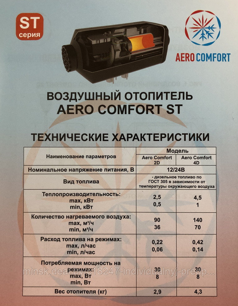 Воздушный отопитель салона AERO COMFORT 4D-24В ST - фото 5 - id-p112862918