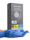 Перчатки 100шт/уп. BENOVY нитриловые, неопудренные, голубые, 3,2 г. размер: XS,S,M,L,XL., фото 3