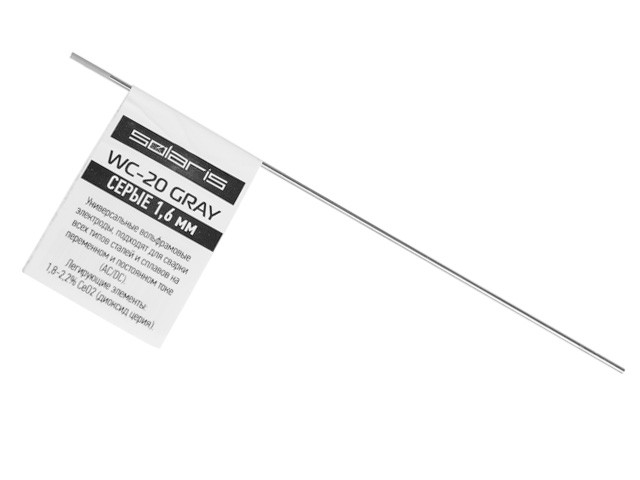 Электрод вольфрамовый серый SOLARIS WC-20, Ф1.6мм, TIG сварка (поштучно) - фото 1 - id-p112877019
