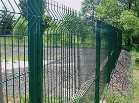 Забор под ключ из сварных панелей в полимерном покрытии(евроограждение, 3D панели) 2,0 м, фото 2