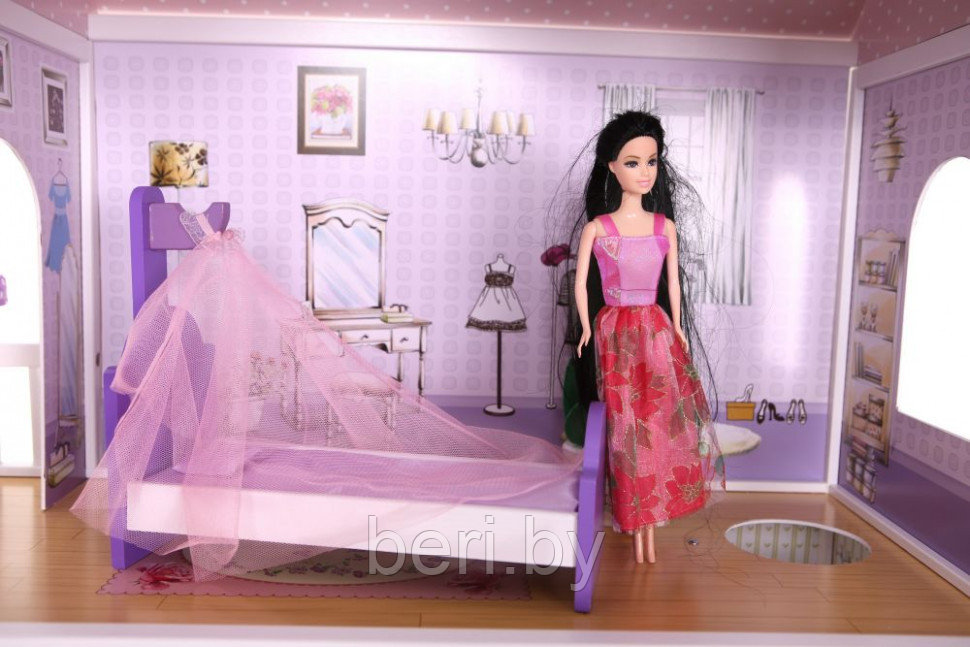 4108WG Домик для кукол, Кукольный домик ECO TOYS Beverly Hills, домик для Барби, 3 уровня, 5 комнат - фото 10 - id-p112946426