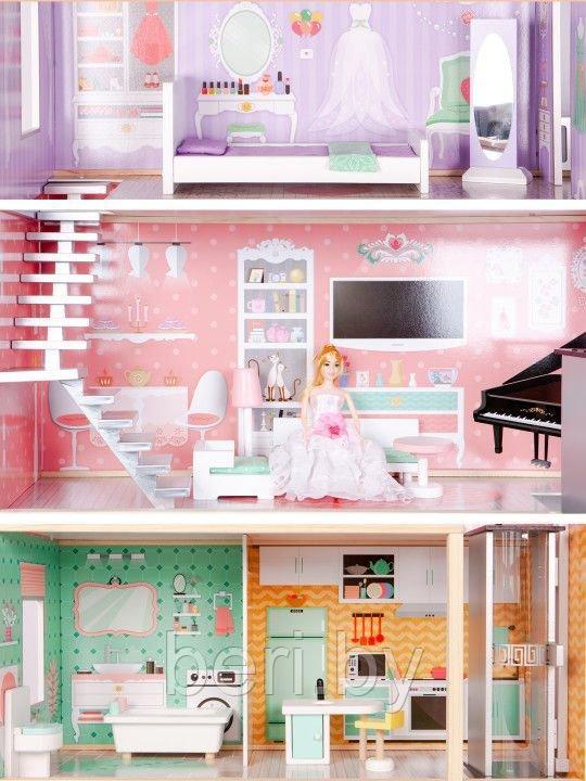4128 Домик для кукол, Кукольный домик ECO TOYS Rainbow, 3 уровня, 4 комнаты - фото 3 - id-p112946835