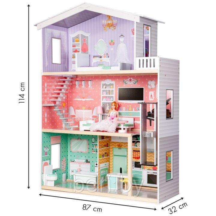 4128 Домик для кукол, Кукольный домик ECO TOYS Rainbow, 3 уровня, 4 комнаты - фото 4 - id-p112946835