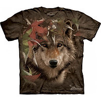 Волк в листве 3d футболки the mountain