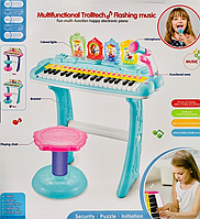 7235/207 Детское пианино, синтезатор на ножках со стульчиком и микрофоном, 38 клавиш