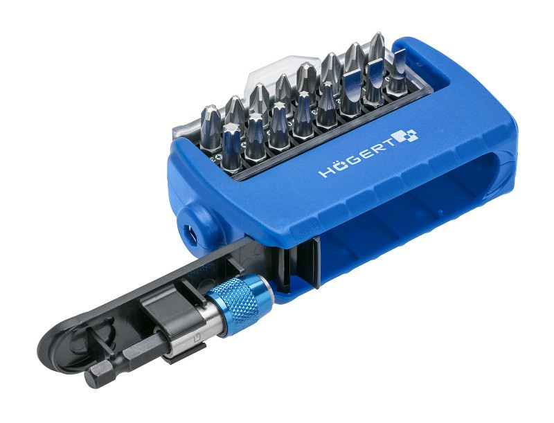 Набор бит с битодержателем 1/4", SL, PH, PZ, Torx, 17 шт. HOEGERT HT1S401