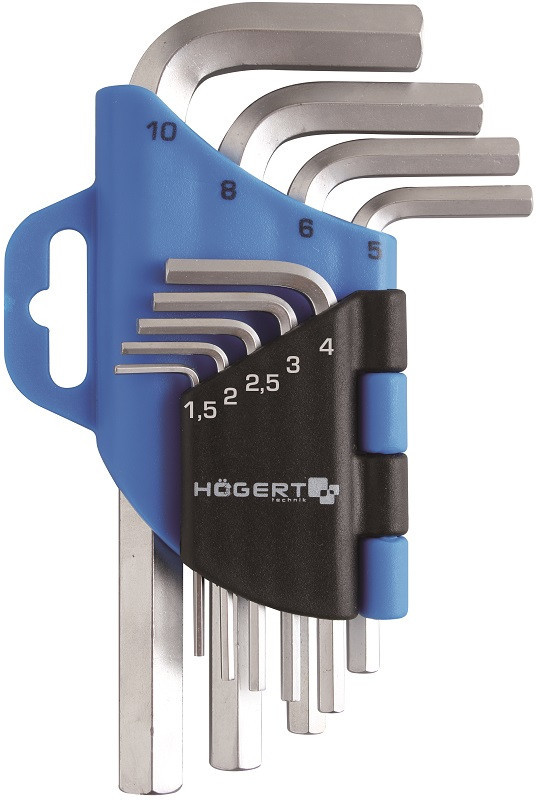 Ключи шестигранные Crv,9шт. HOEGERT HT1W802
