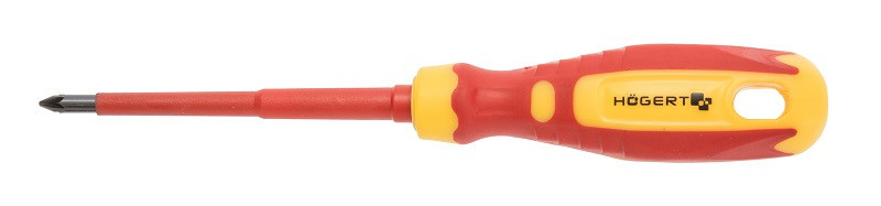 Отвертка изолированная крестовая PZ0, 60 мм, 1000 V, сталь S2 HOEGERT HT1S940
