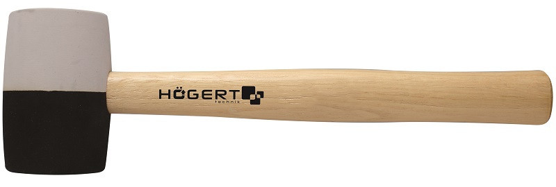 Молоток резиновый, черно-белый 450 г с деревянной рукояткой HOEGERT HT3B044