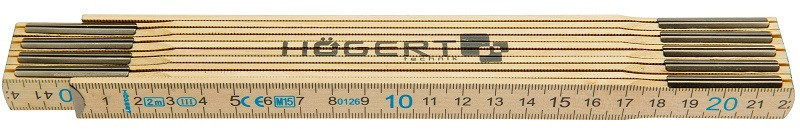 Метр складной деревянный 2 м, 10 частей, усиленные крепления HOEGERT HT4M262