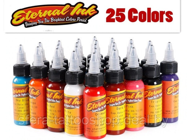 Набор пигмента для тату от Eternal Eternal Ink "TOP 25 Tattoo Color Set",  1 унция