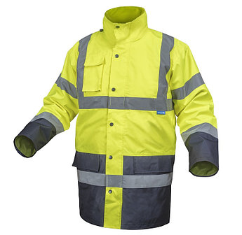 Куртка утепленная, светоотражающая 3 в 1, размер 2XL (желтая) HOEGERT HT5K240-2XL