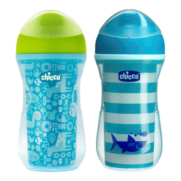 Поильник Chicco обучающий Active Cup 2в1 синий голубой 266мл 14+ - фото 1 - id-p112995223