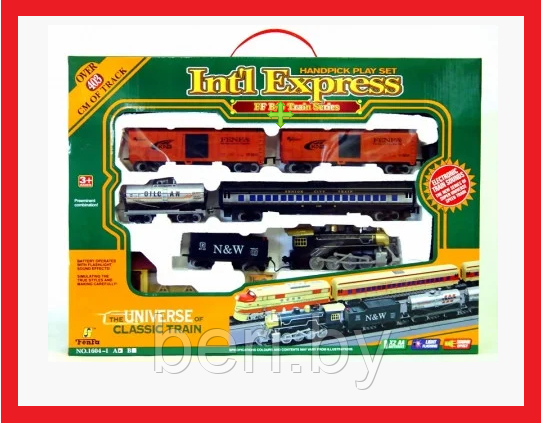 1604-1A Детская железная дорога Int' l Express, детский паровозик, свет, звук