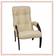 Кресло для отдыха модель 61 каркас Венге экокожа Polaris Beige