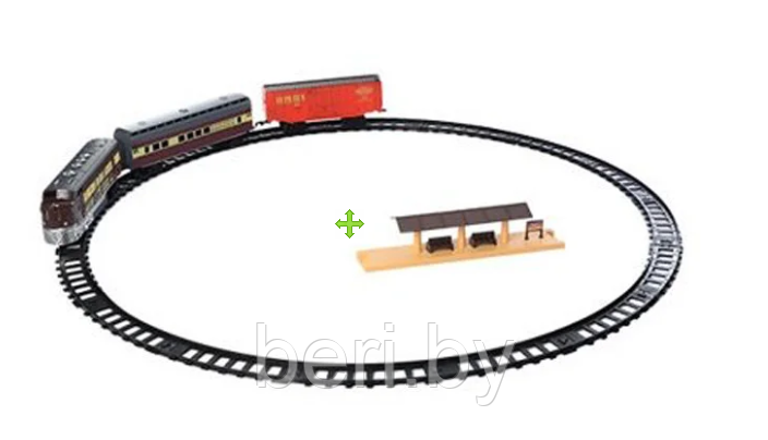 PYK7 Детская Железная дорога Model Train, детский паровозик, свет, звук, дым - фото 2 - id-p113008143