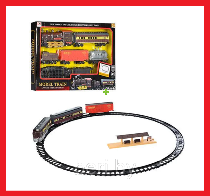 PYK7 Детская Железная дорога Model Train, детский паровозик, свет, звук, дым - фото 1 - id-p113008143