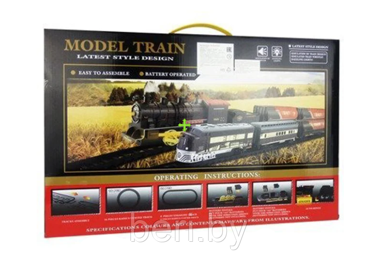 PYK7 Детская Железная дорога Model Train, детский паровозик, свет, звук, дым - фото 4 - id-p113008143
