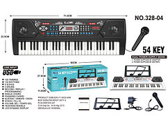 Детский синтезатор пианино LIJIN 328-04 с USB-портом и микрофоном от сети и на батарейках