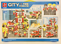 Конструктор LX Пожарная часть 788 деталей, аналог LEGO (Лего) 3 машины и 8 фигурок
