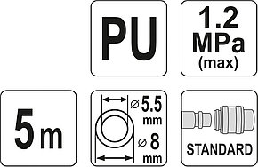 Шланг спиральный для воздуха с фитингами 5.5х8мм 5м (PU) "Yato" YT-24201, фото 2