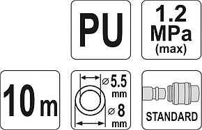 Шланг спиральный для воздуха с фитингами 5.5х8мм 10м (PU) "Yato" YT-24202, фото 2