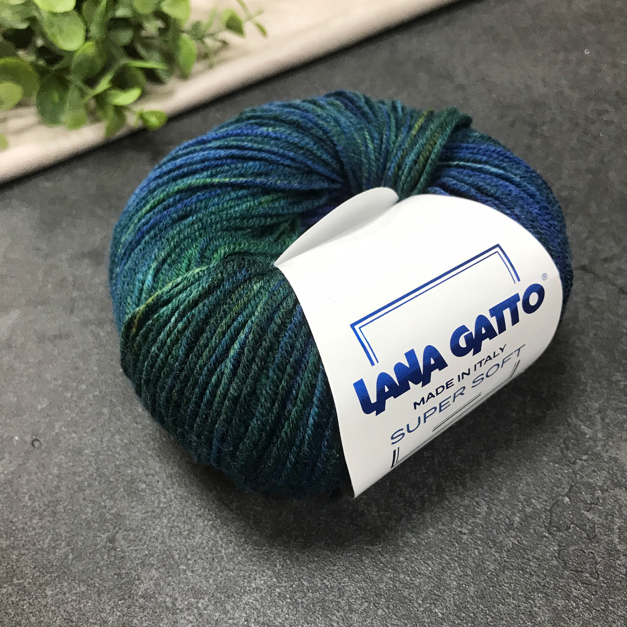 Пряжа Lana Gatto Super Soft цвет 8506 (секционного крашения) синий/зелень - фото 3 - id-p113107398