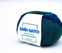 Пряжа Lana Gatto Super Soft цвет 8506 (секционного крашения) синий/зелень